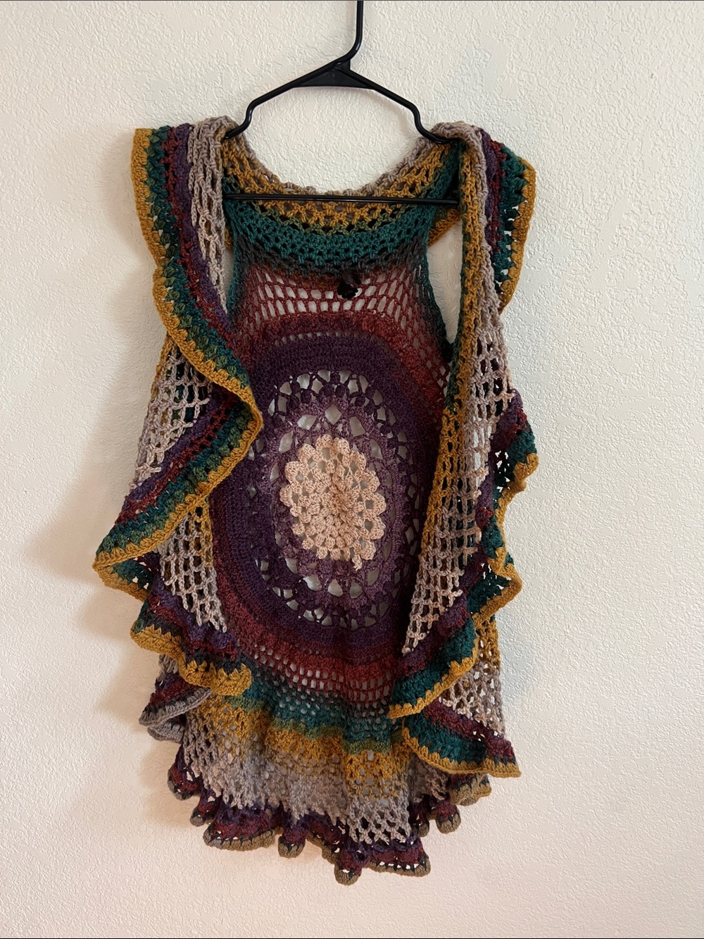 Boho Mandala Crochet Knit Circle Vest